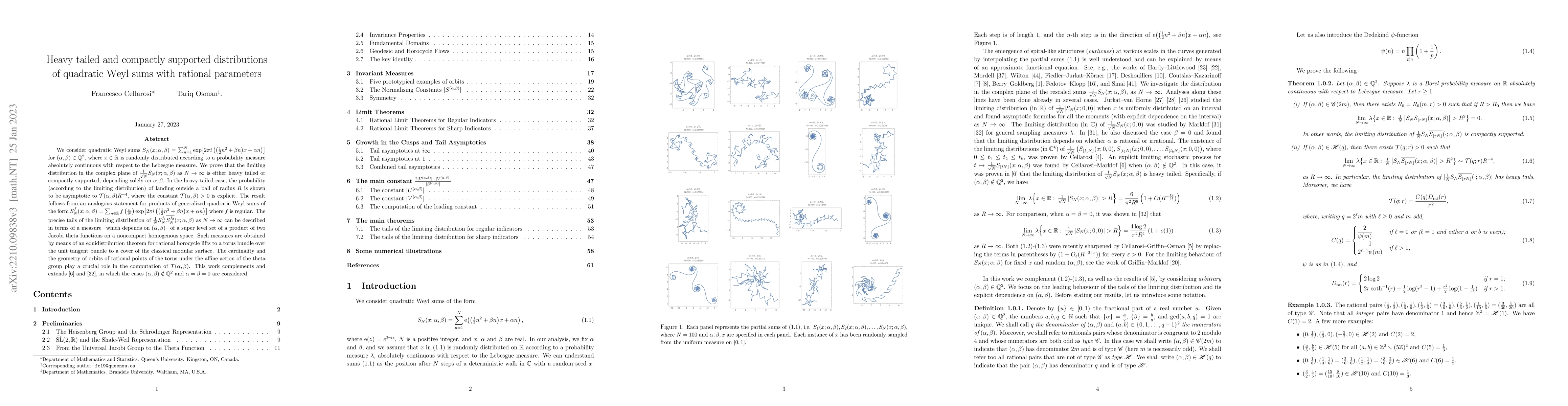 Thumbnail for Heavy tailed and compactly supported distributions of quadratic Weyl
  sums with rational parameters