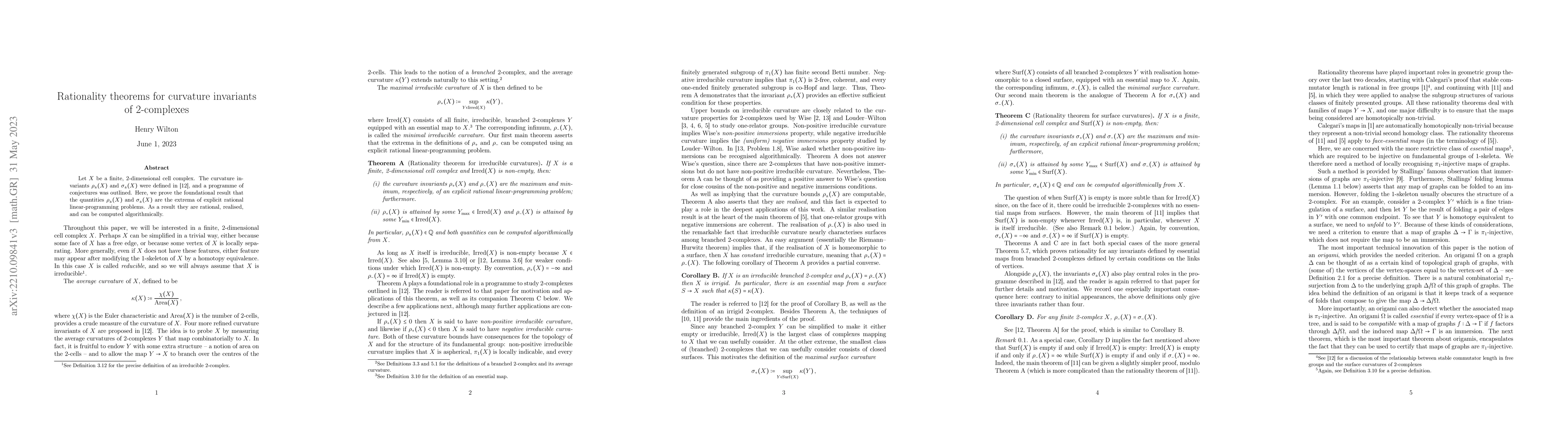 Thumbnail for Rationality theorems for curvature invariants of 2-complexes
