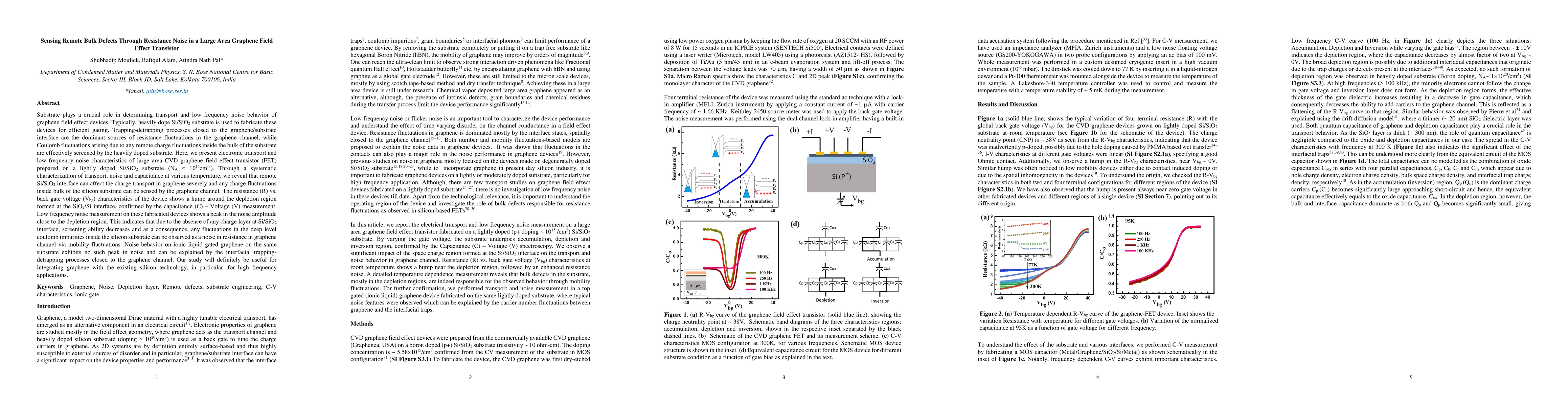 Thumbnail for Sensing Remote Bulk Defects Through Resistance Noise in a Large Area
  Graphene Field Effect Transistor