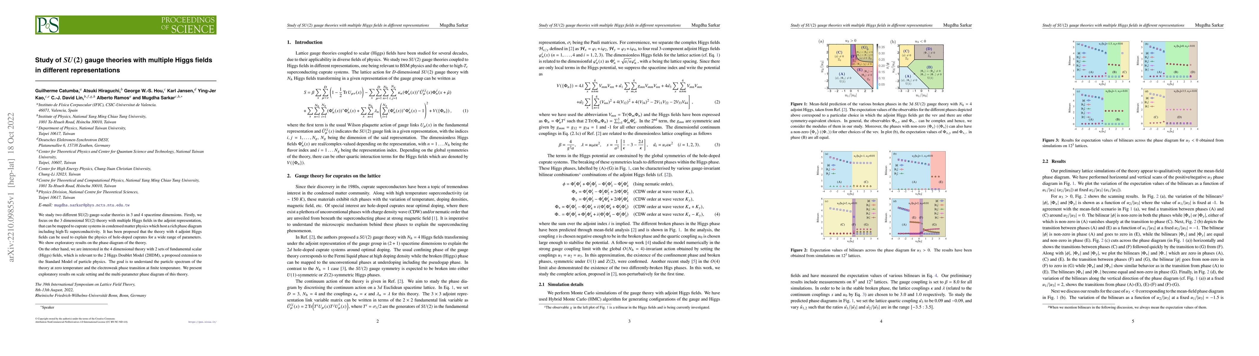 Thumbnail for Study of SU(2) gauge theories with multiple Higgs fields in different
  representations
