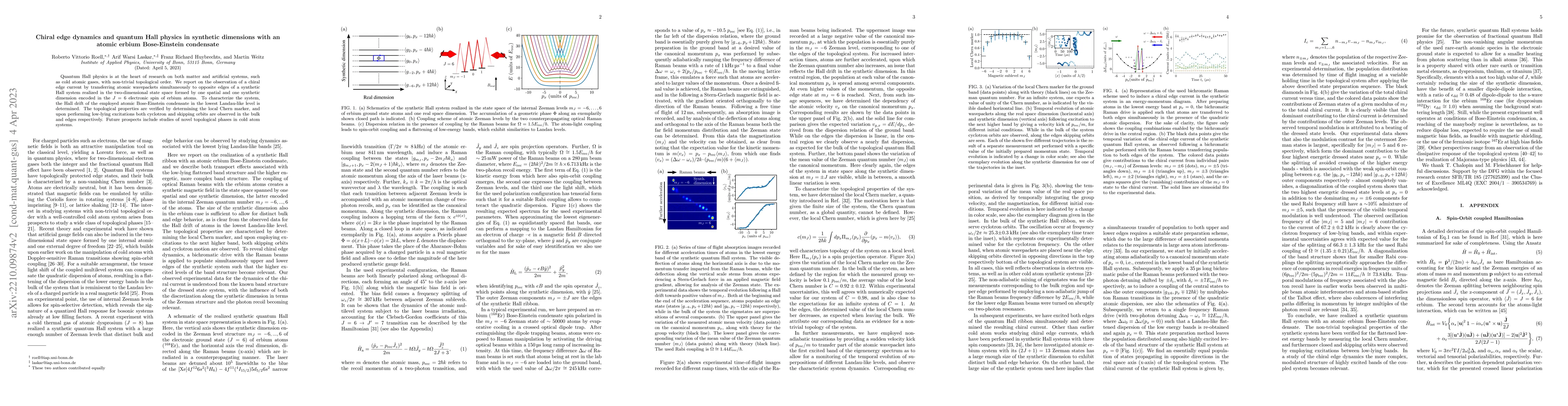 Thumbnail for Chiral edge dynamics and quantum Hall physics in synthetic dimensions
  with an atomic erbium Bose-Einstein condensate