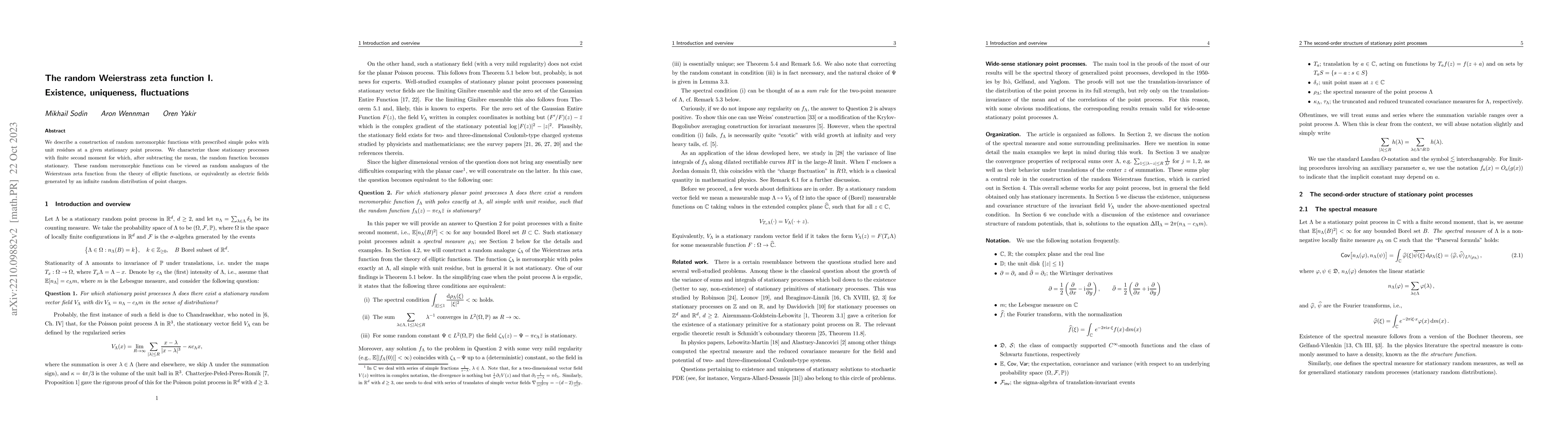 Thumbnail for The random Weierstrass zeta function I. Existence, uniqueness,
  fluctuations