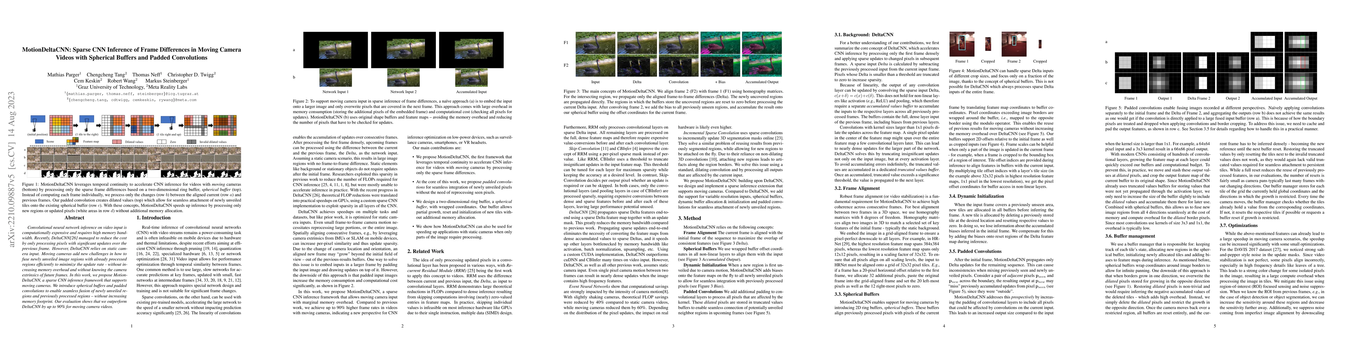 Thumbnail for MotionDeltaCNN: Sparse CNN Inference of Frame Differences in Moving
  Camera Videos