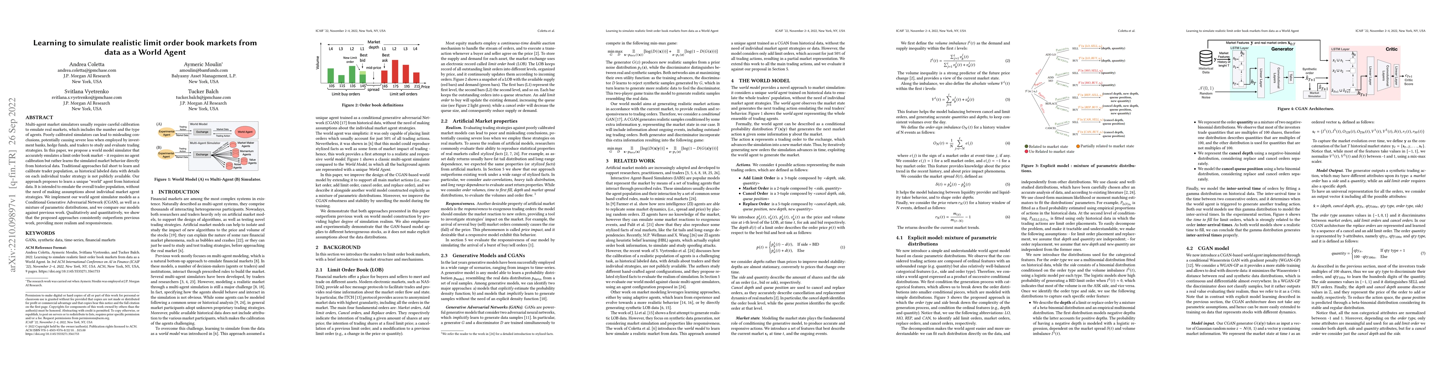 Thumbnail for Learning to simulate realistic limit order book markets from data as a
  World Agent