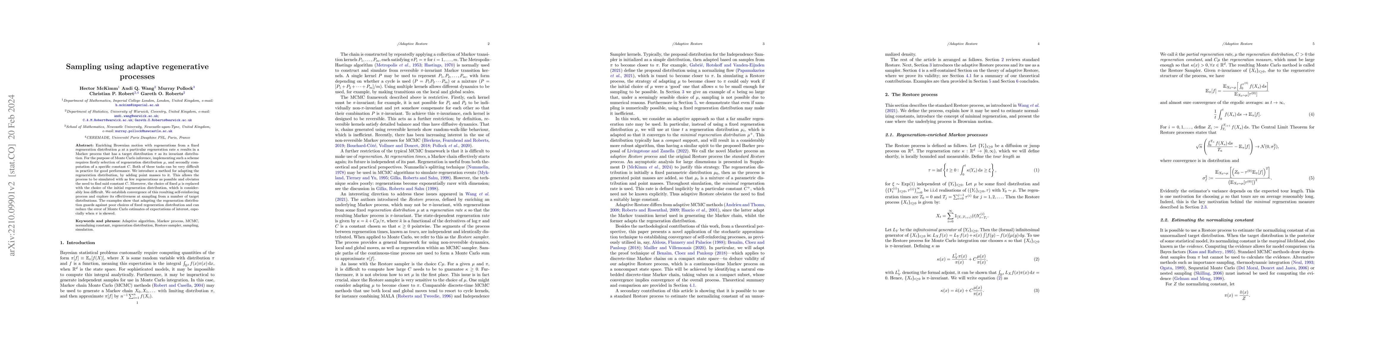 Thumbnail for Sampling using Adaptive Regenerative Processes