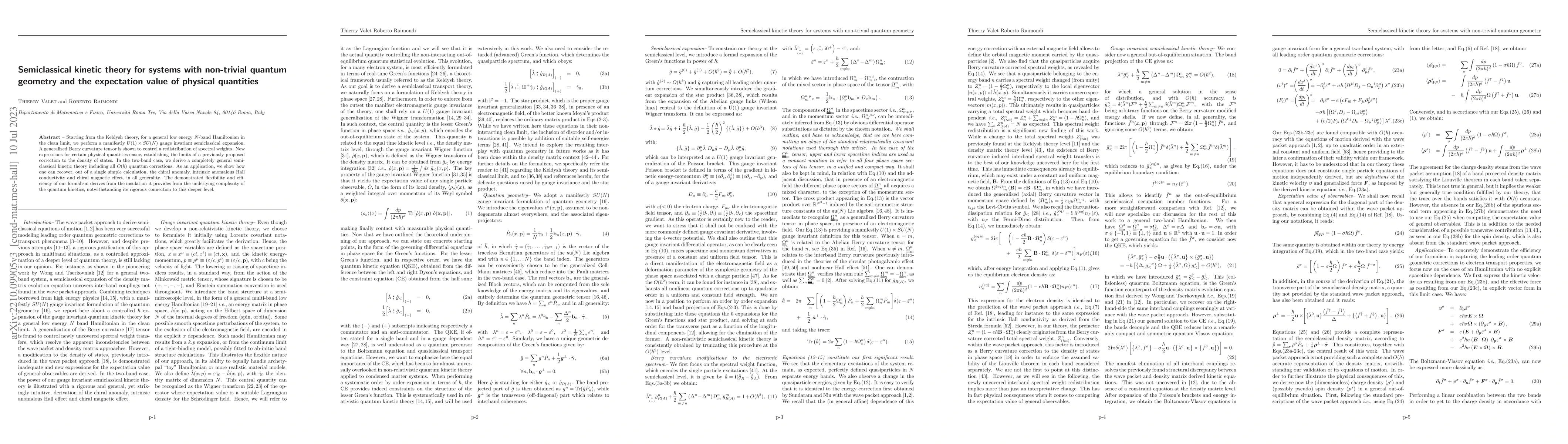 Thumbnail for Semiclassical kinetic theory for systems with non-trivial quantum
  geometry and the expectation value of physical quantities