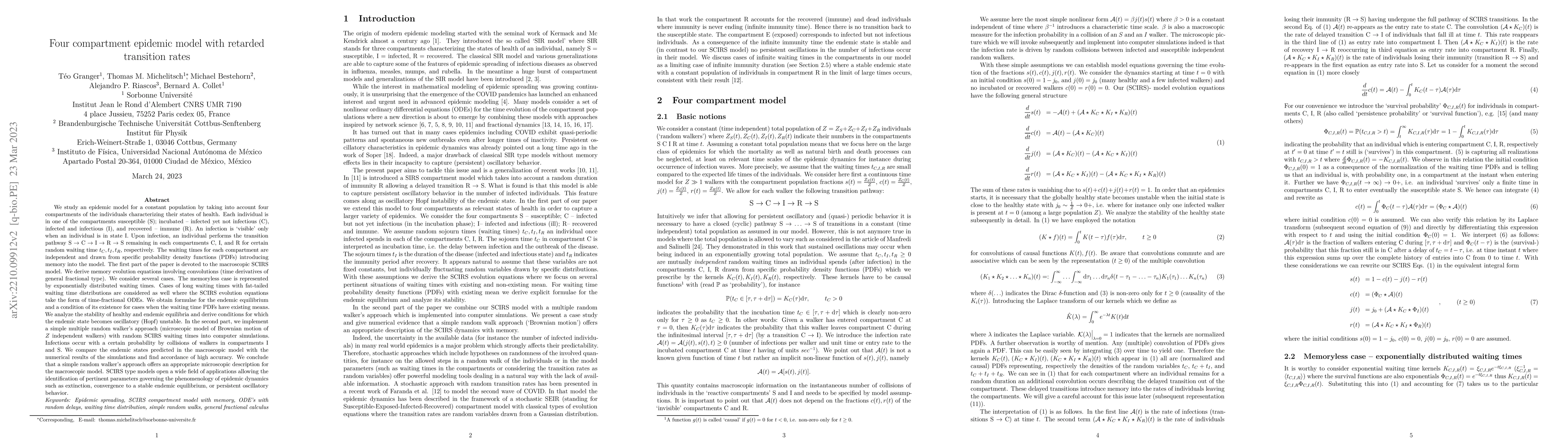 Thumbnail for A four compartment epidemic model with retarded transition rates