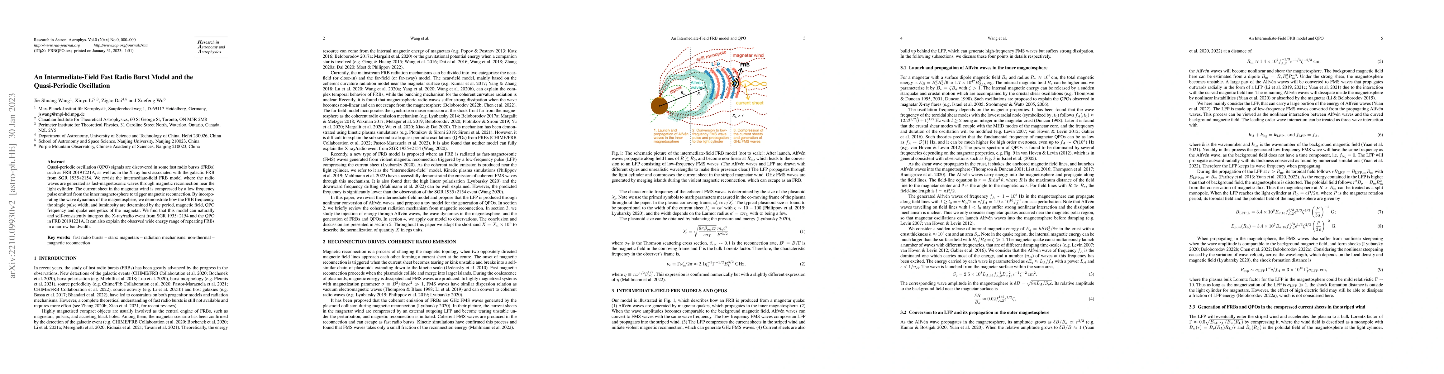 Thumbnail for An Intermediate-field Fast Radio Burst Model and the Quasi-periodic
  Oscillation