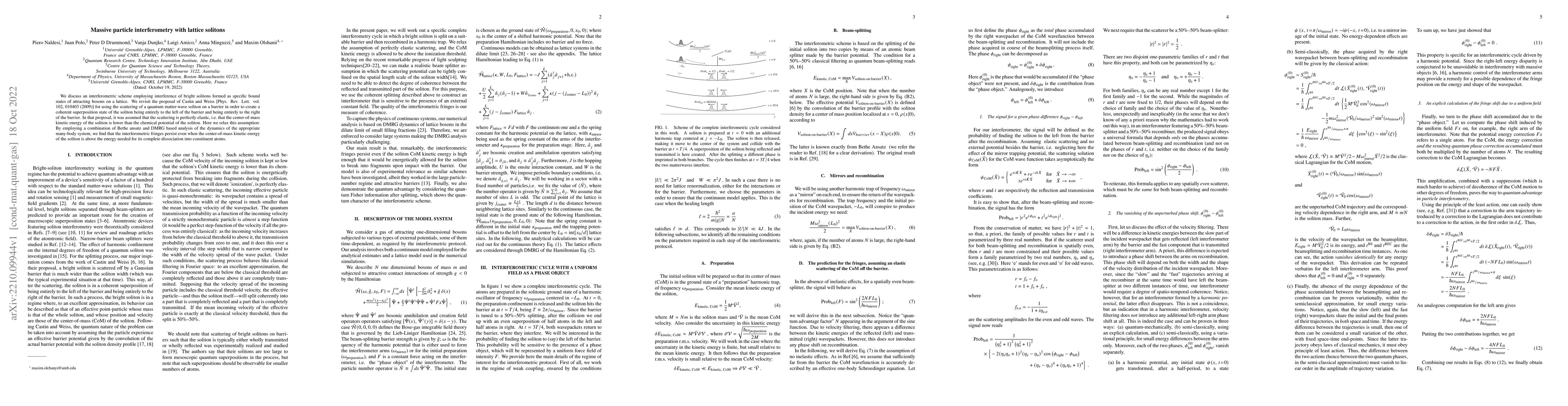 Thumbnail for Massive particle interferometry with lattice solitons