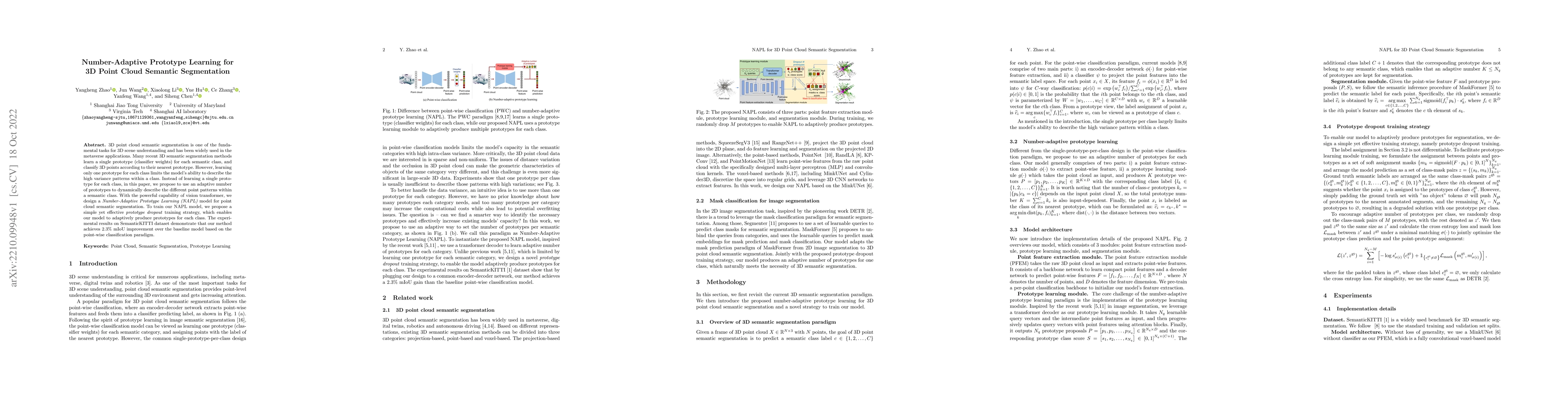 Thumbnail for Number-Adaptive Prototype Learning for 3D Point Cloud Semantic
  Segmentation