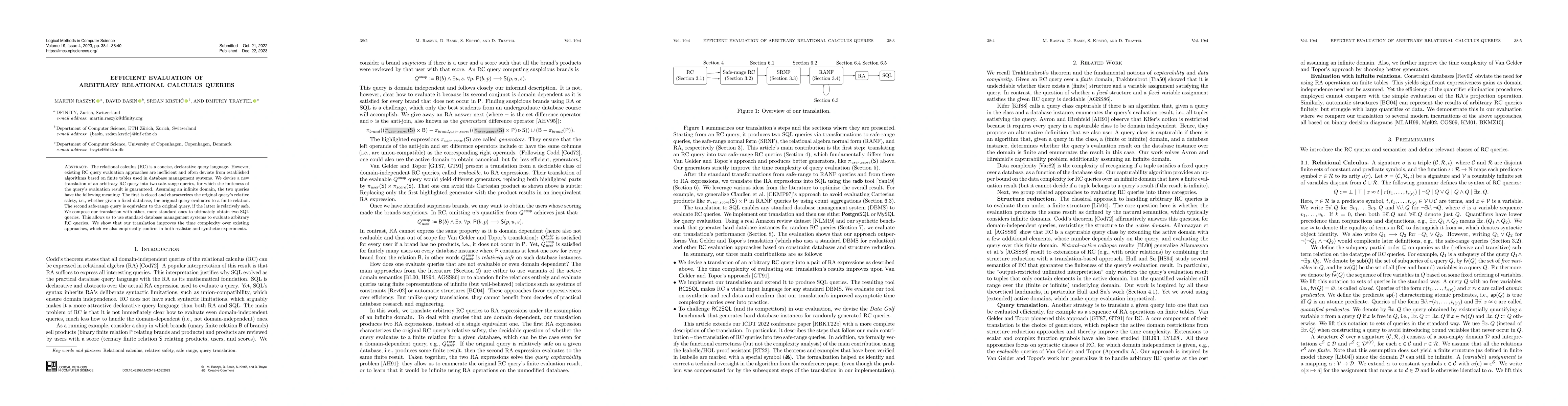 Thumbnail for Efficient Evaluation of Arbitrary Relational Calculus Queries