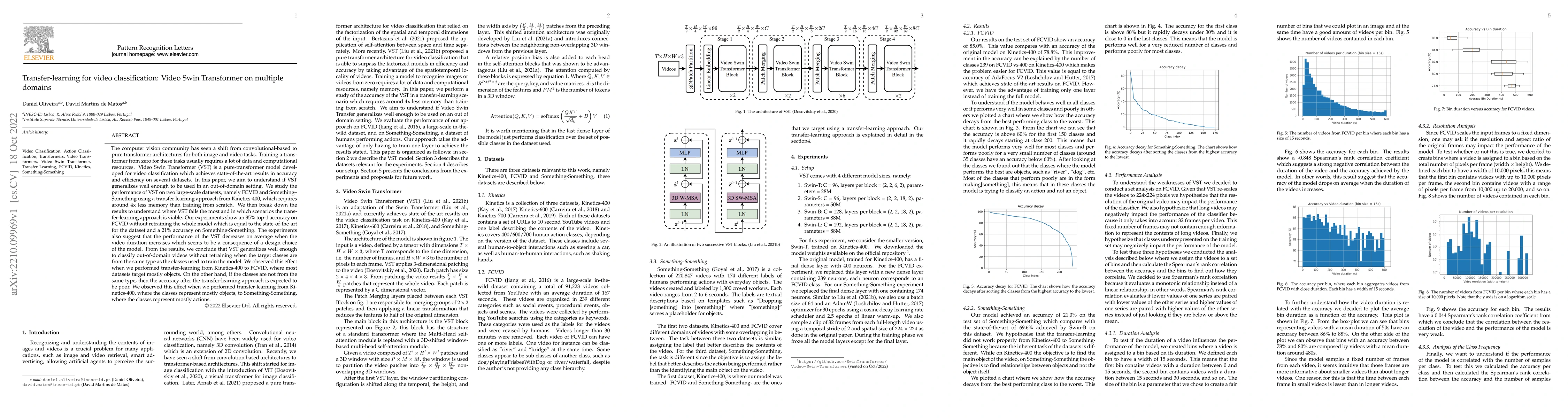 Thumbnail for Transfer-learning for video classification: Video Swin Transformer on
  multiple domains