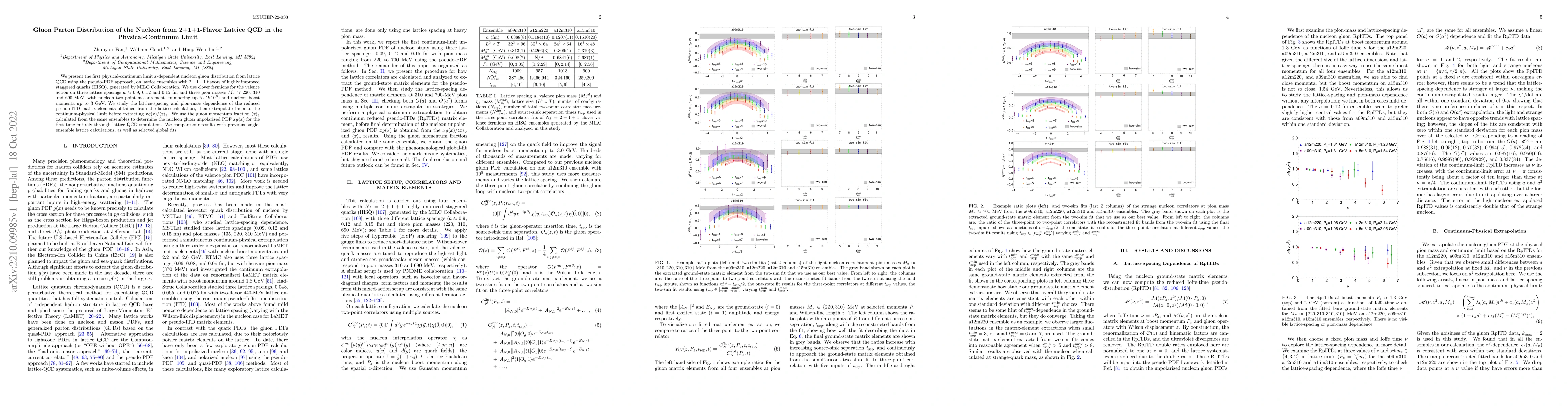 Thumbnail for Gluon Parton Distribution of the Nucleon from 2+1+1-Flavor Lattice QCD
  in the Physical-Continuum Limit