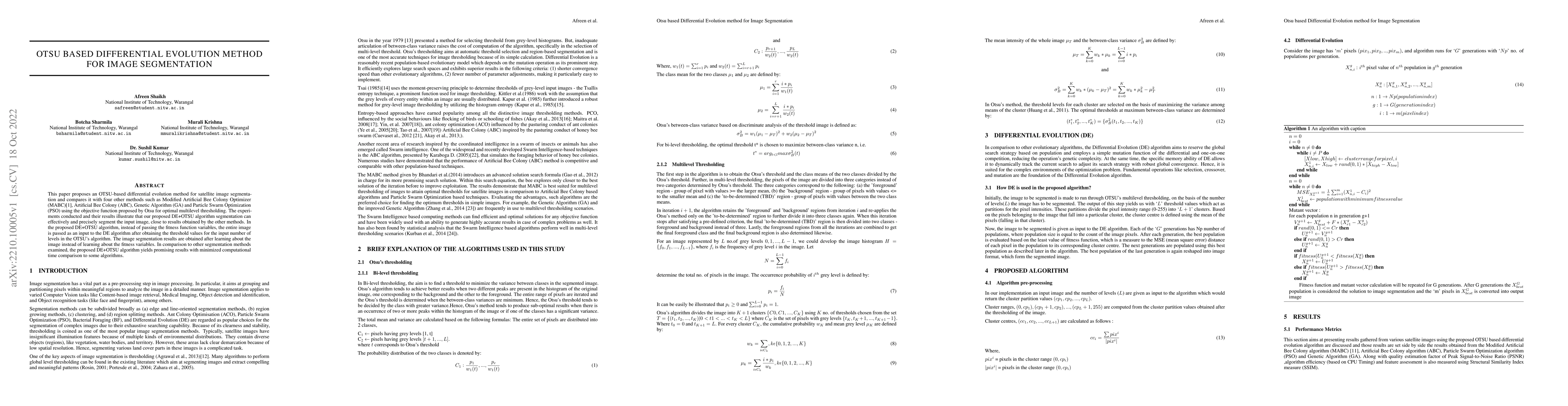 Thumbnail for Otsu based Differential Evolution Method for Image Segmentation