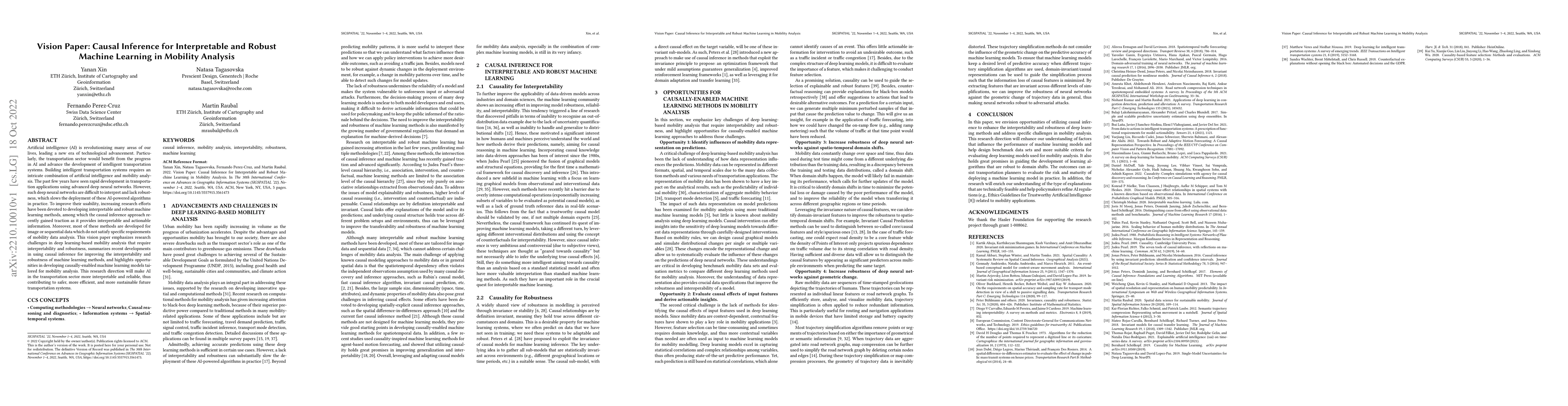 Thumbnail for Vision Paper: Causal Inference for Interpretable and Robust Machine
  Learning in Mobility Analysis