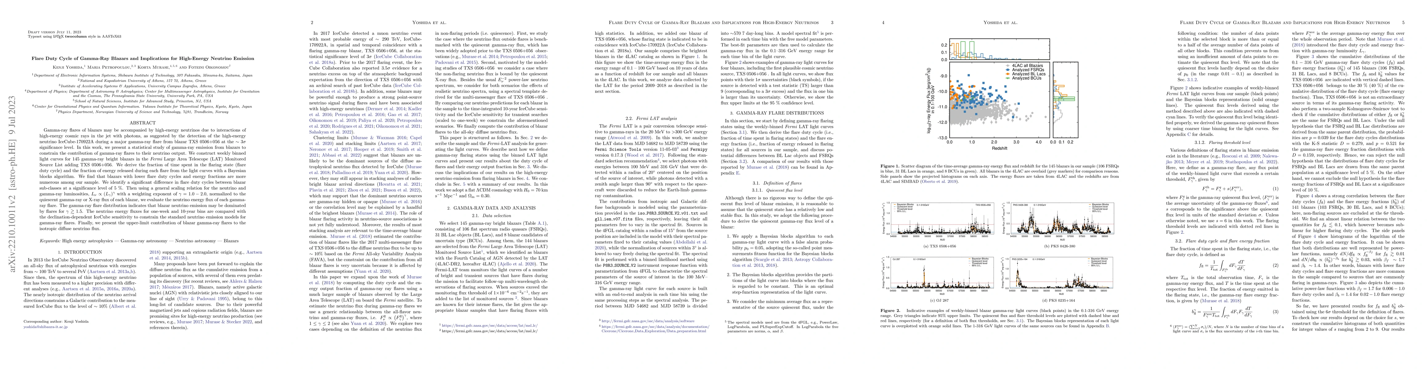 Thumbnail for Flare Duty Cycle of Gamma-Ray Blazars and Implications for High-Energy
  Neutrino Emission