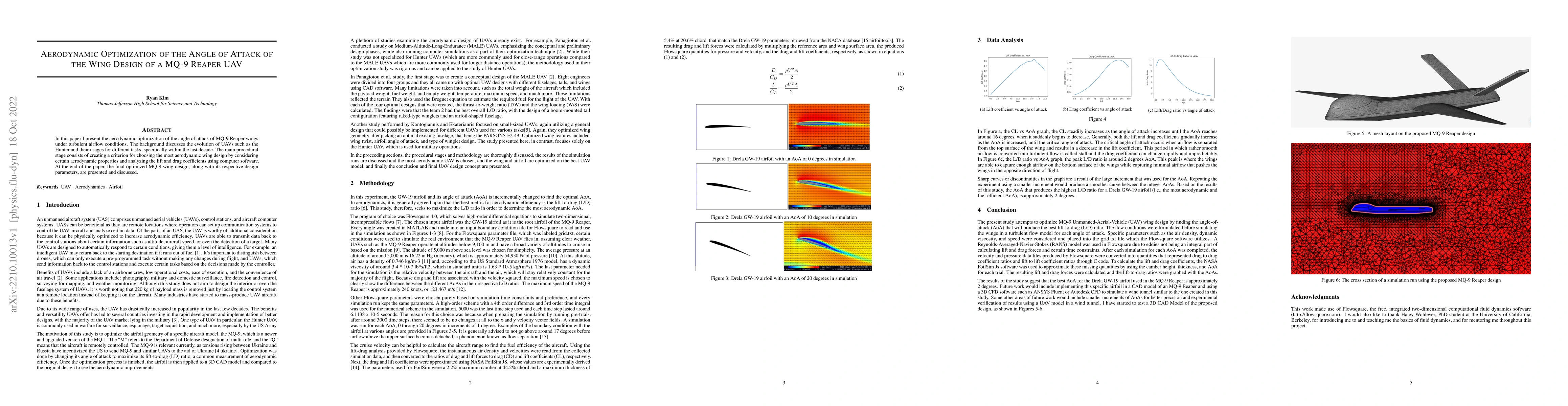 Thumbnail for Aerodynamic Optimization of the Angle of Attack of the Wing Design of a
  MQ-9 Reaper UAV