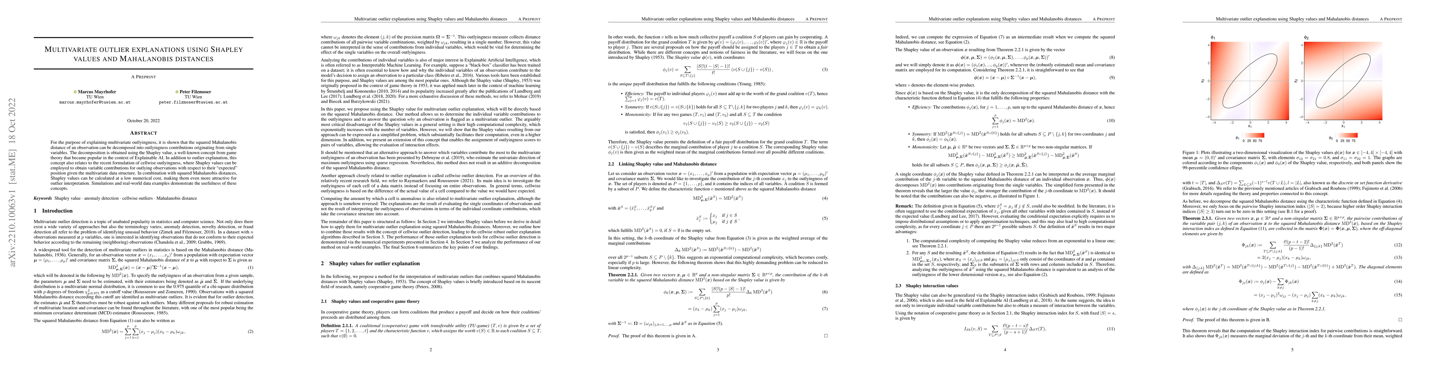Thumbnail for Multivariate outlier explanations using Shapley values and Mahalanobis
  distances