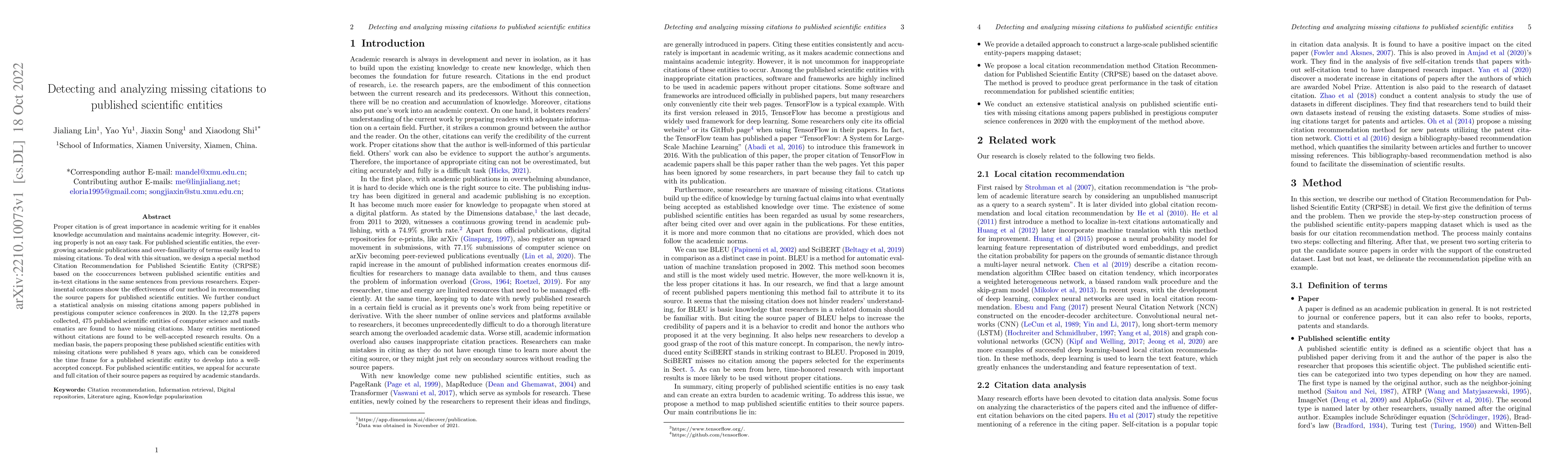 Thumbnail for Detecting and analyzing missing citations to published scientific
  entities