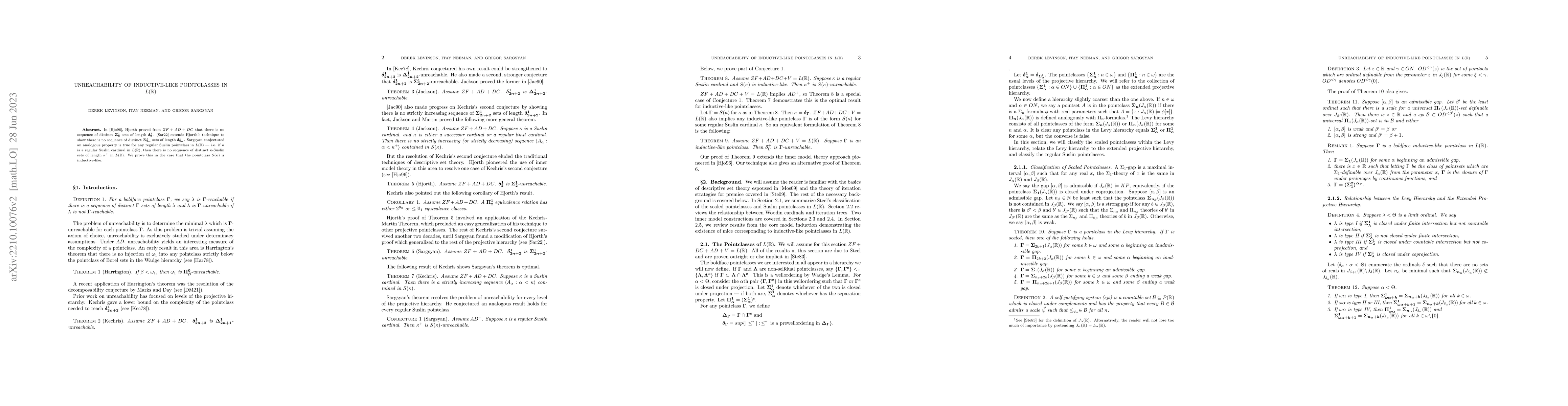 Thumbnail for Unreachability of Inductive-Like Pointclasses in $L(\mathbb{R})$