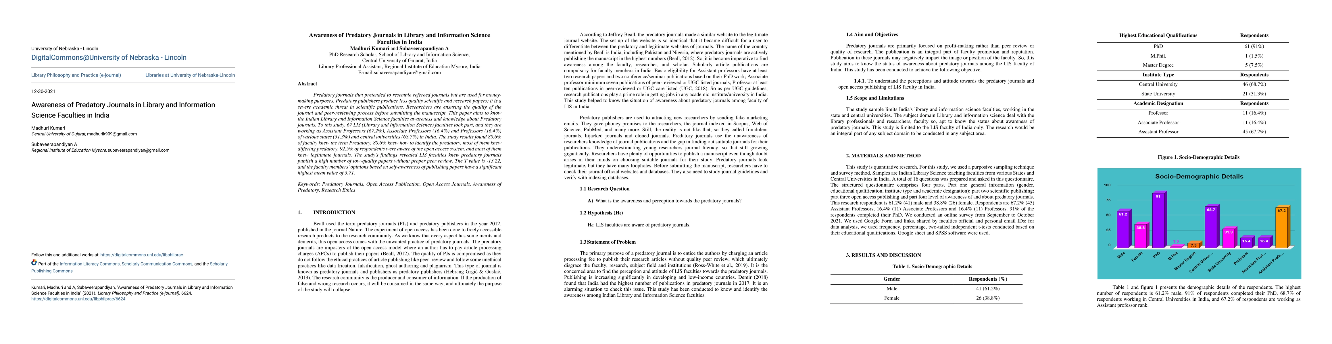 Thumbnail for Awareness of Predatory Journals in Library and Information Science
  Faculties in India