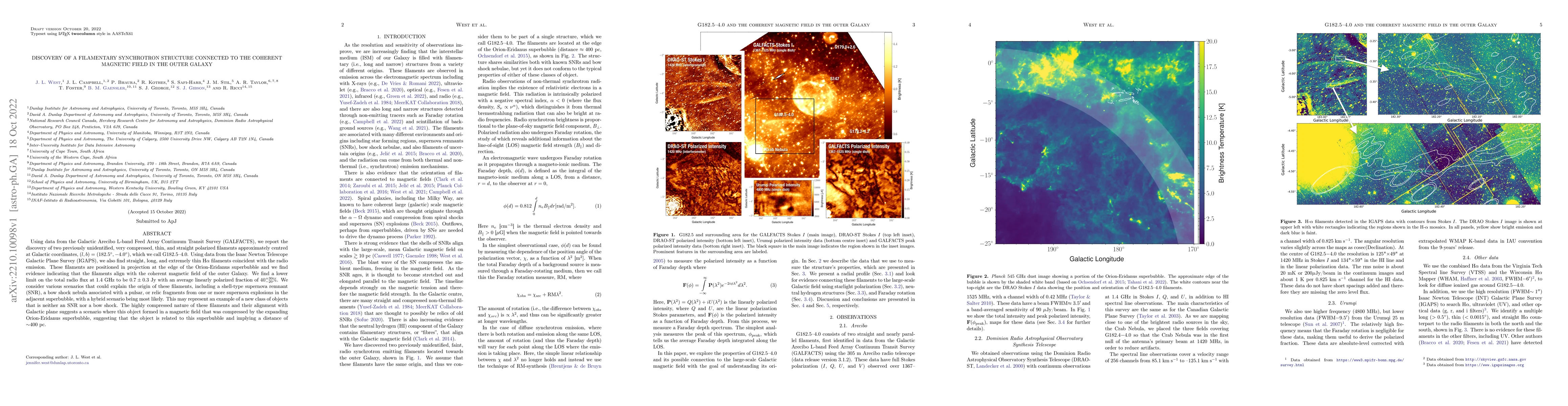 Thumbnail for Discovery of a filamentary synchrotron structure connected to the
  coherent magnetic field in the outer Galaxy