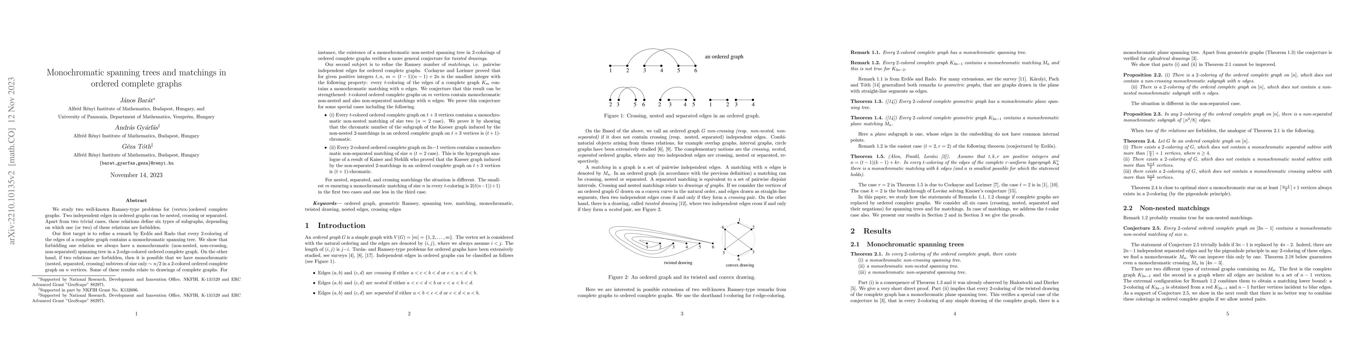 Thumbnail for Monochromatic spanning trees and matchings in ordered complete graphs