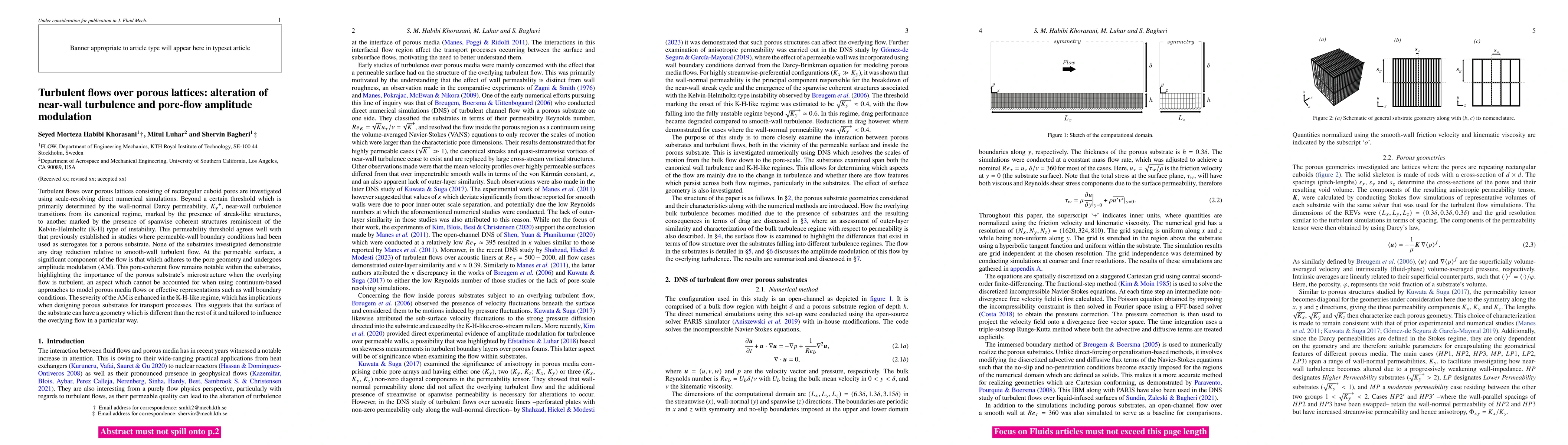 Thumbnail for Turbulent flows over porous lattices: alteration of near-wall turbulence
  and pore-flow amplitude modulation