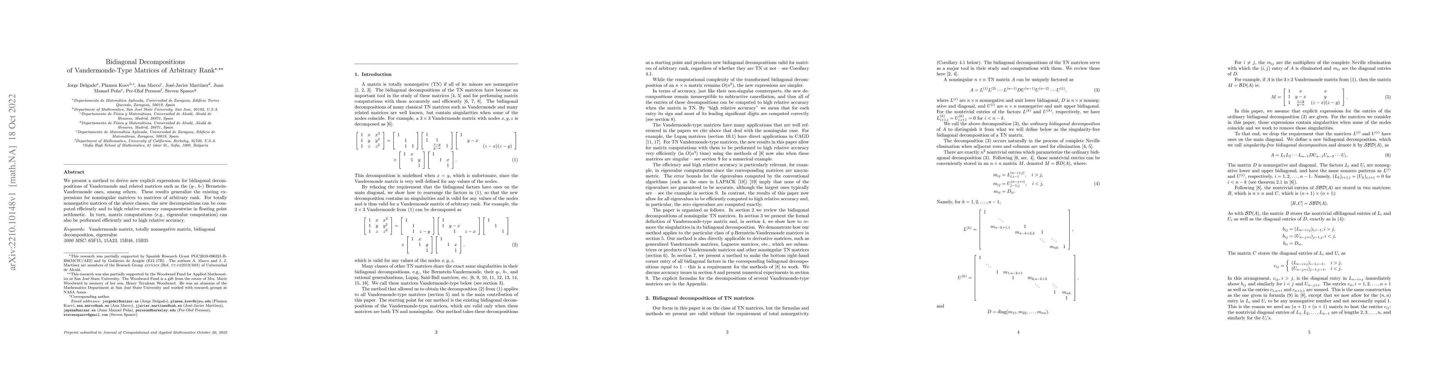 Thumbnail for Bidiagonal Decompositions of Vandermonde-Type Matrices of Arbitrary Rank