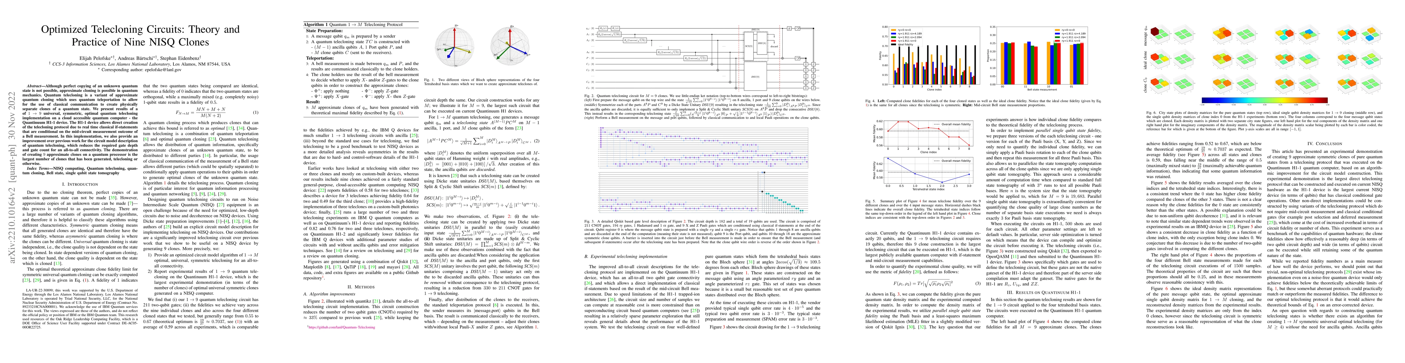 Thumbnail for Optimized Telecloning Circuits: Theory and Practice of Nine NISQ Clones