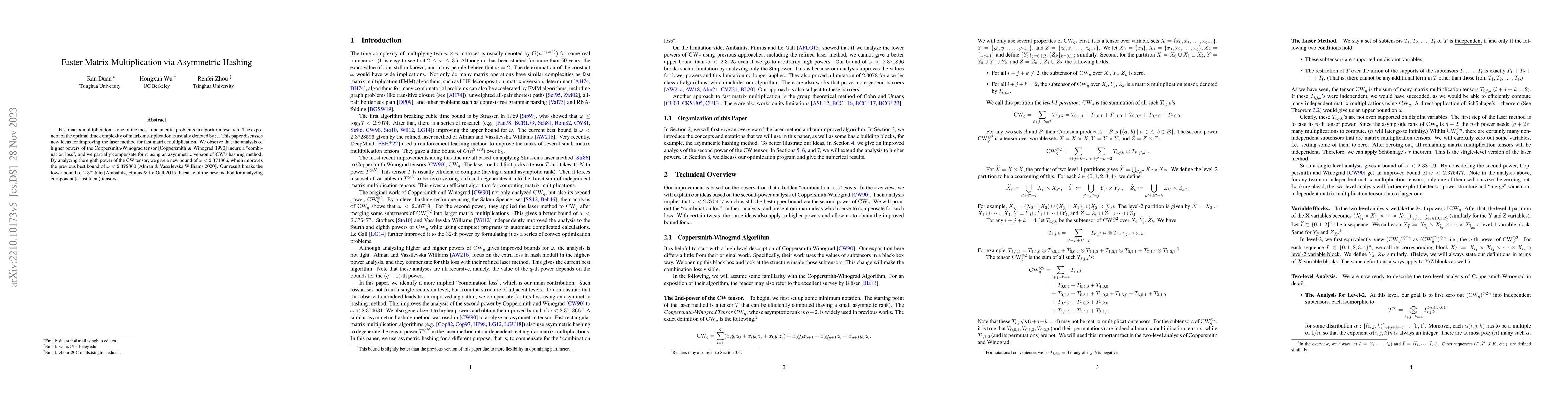 Thumbnail for Faster Matrix Multiplication via Asymmetric Hashing