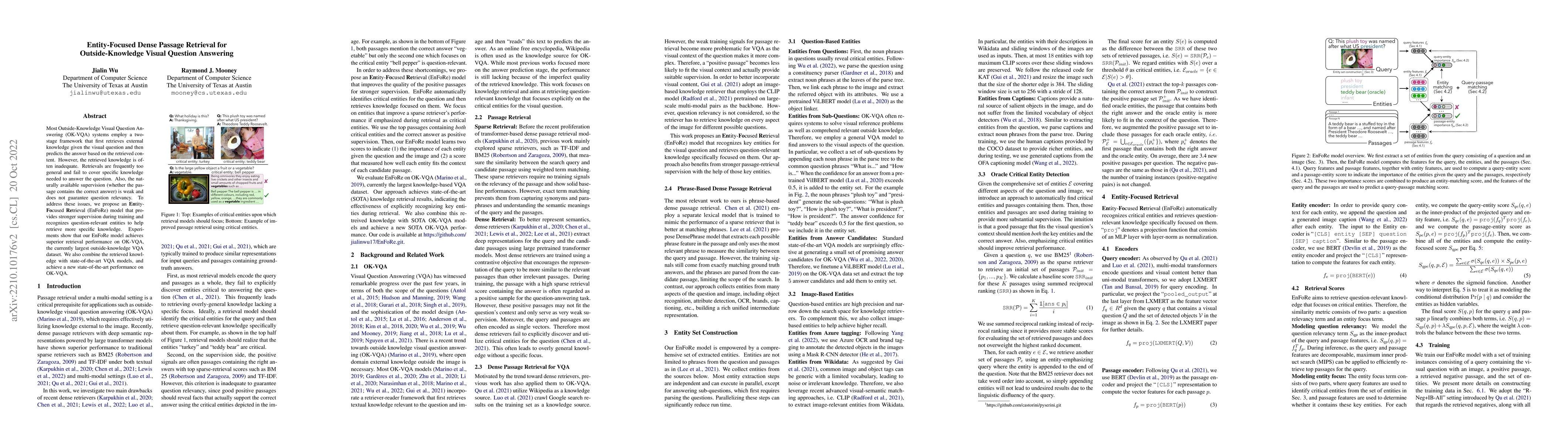 Thumbnail for Entity-Focused Dense Passage Retrieval for Outside-Knowledge Visual
  Question Answering