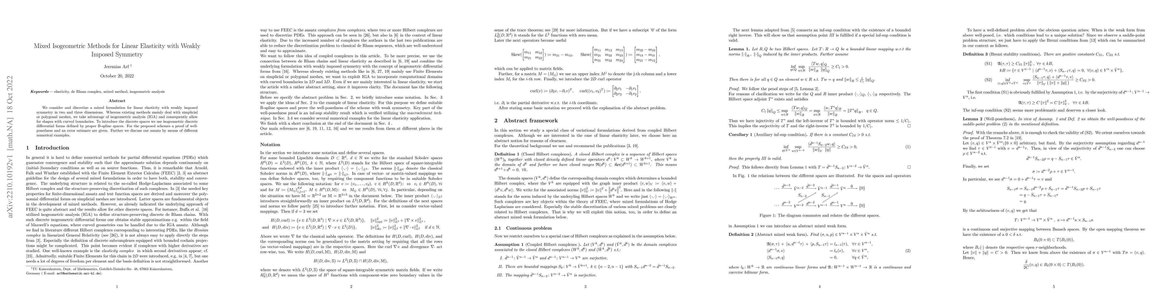 Thumbnail for Mixed Isogeometric Methods for Linear Elasticity with Weakly Imposed
  Symmetry