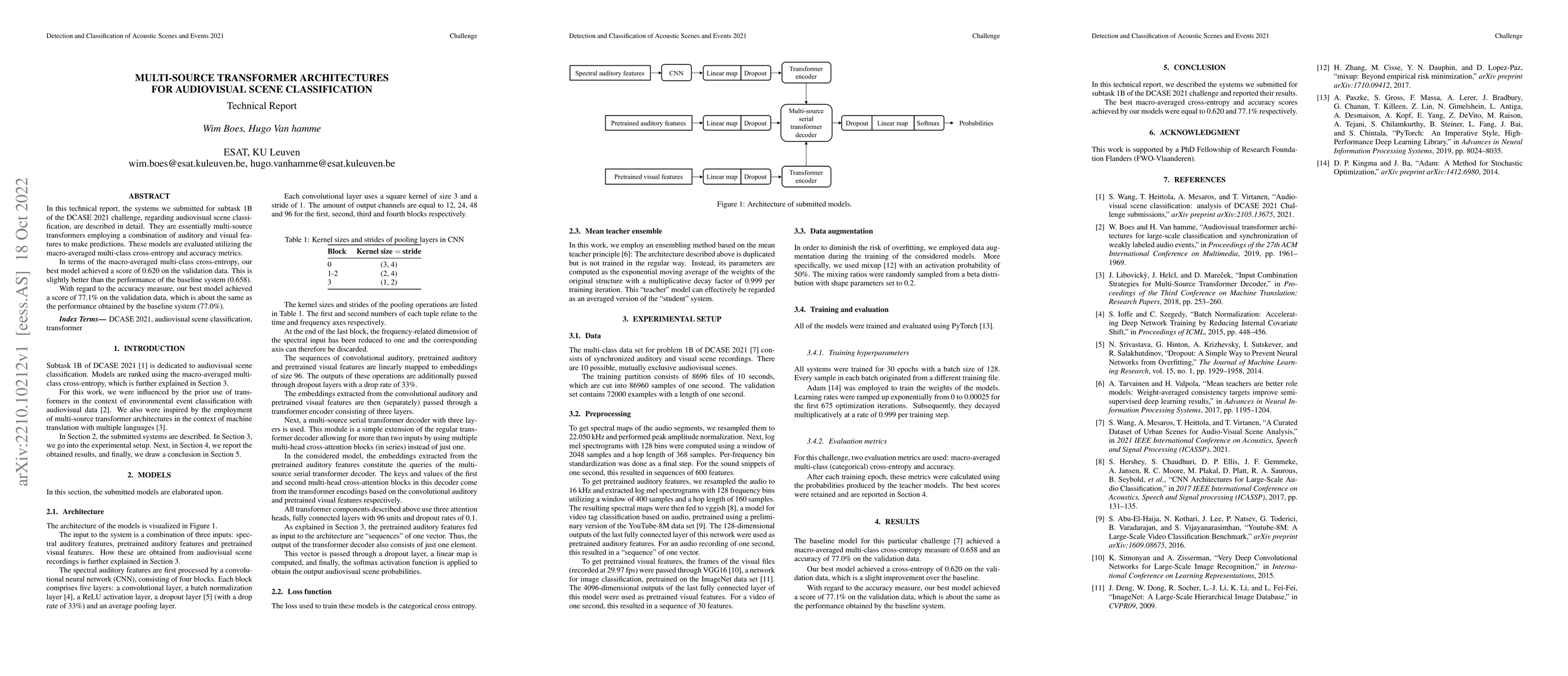 Thumbnail for Multi-Source Transformer Architectures for Audiovisual Scene
  Classification