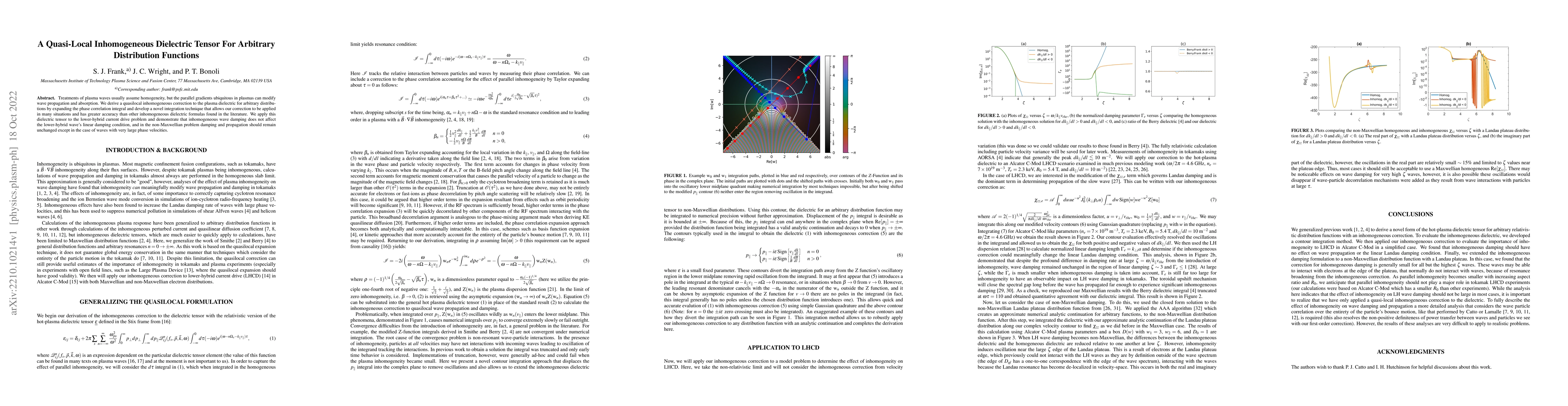 Thumbnail for A quasi-local inhomogeneous dielectric tensor for arbitrary distribution
  functions