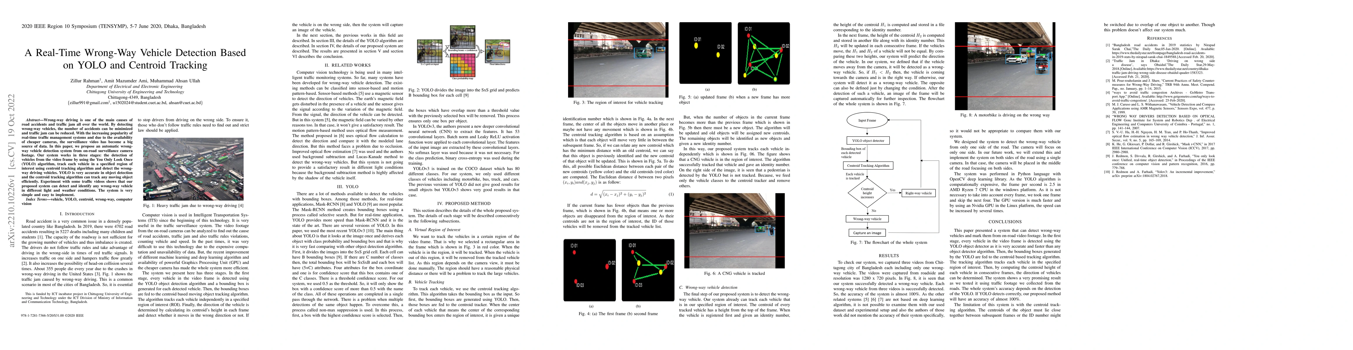 Thumbnail for A Real-Time Wrong-Way Vehicle Detection Based on YOLO and Centroid
  Tracking