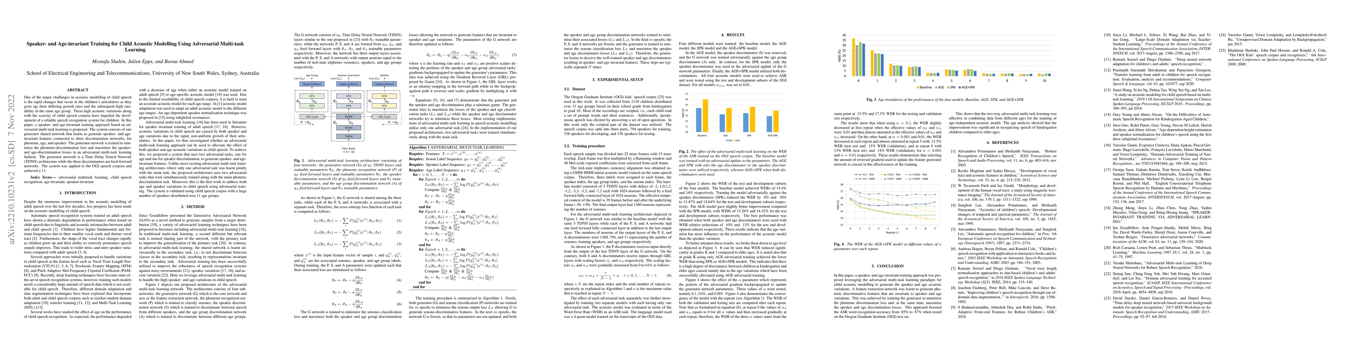 Thumbnail for Speaker- and Age-Invariant Training for Child Acoustic Modeling Using
  Adversarial Multi-Task Learning