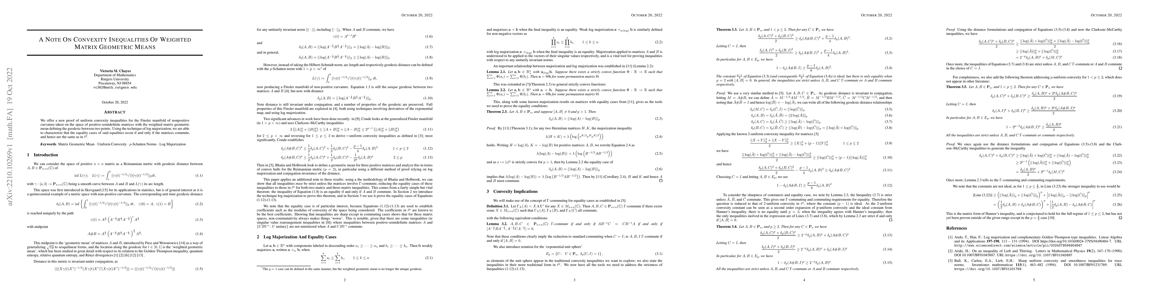 Thumbnail for A Note On Convexity Inequalities Of Weighted Matrix Geometric Means