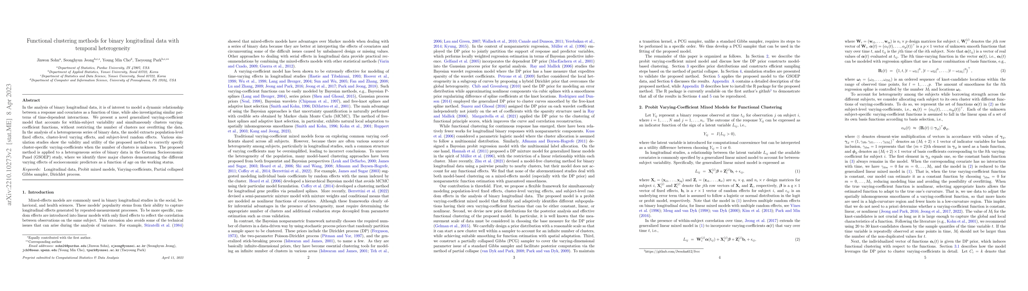 Thumbnail for Functional clustering methods for binary longitudinal data with temporal
  heterogeneity
