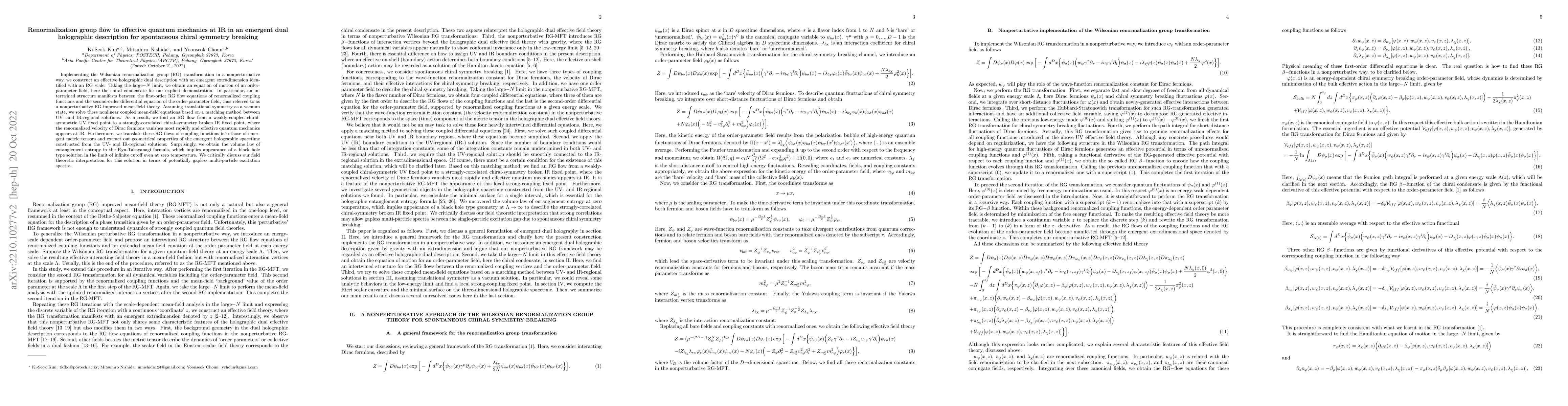 Thumbnail for Renormalization group flow to effective quantum mechanics at IR in an
  emergent dual holographic description for spontaneous chiral symmetry
  breaking