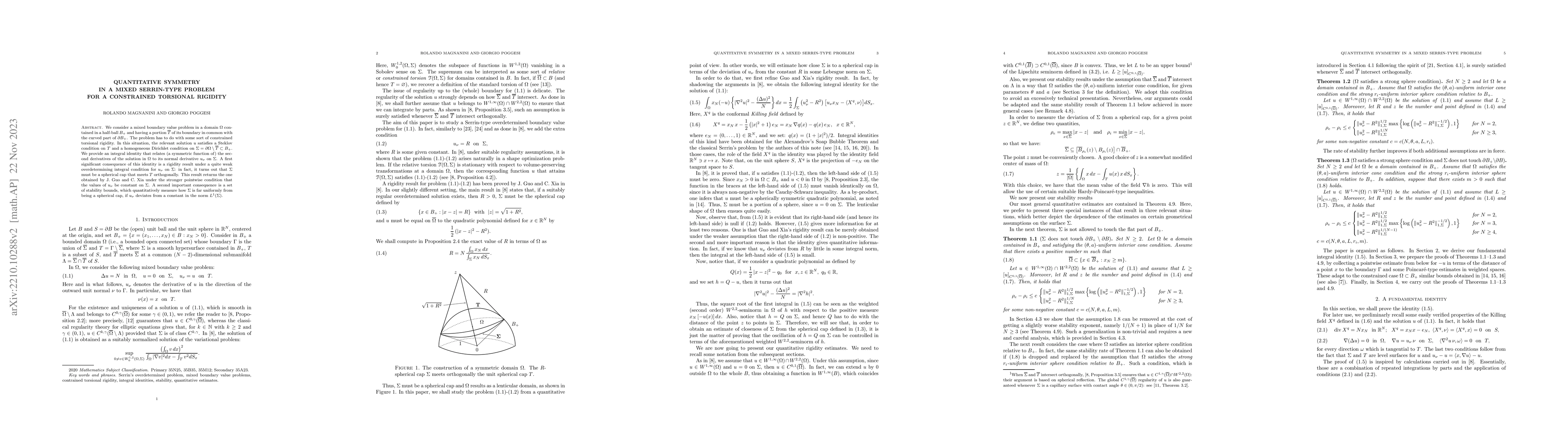 Thumbnail for Quantitative symmetry in a mixed Serrin-type problem for a constrained
  torsional rigidity