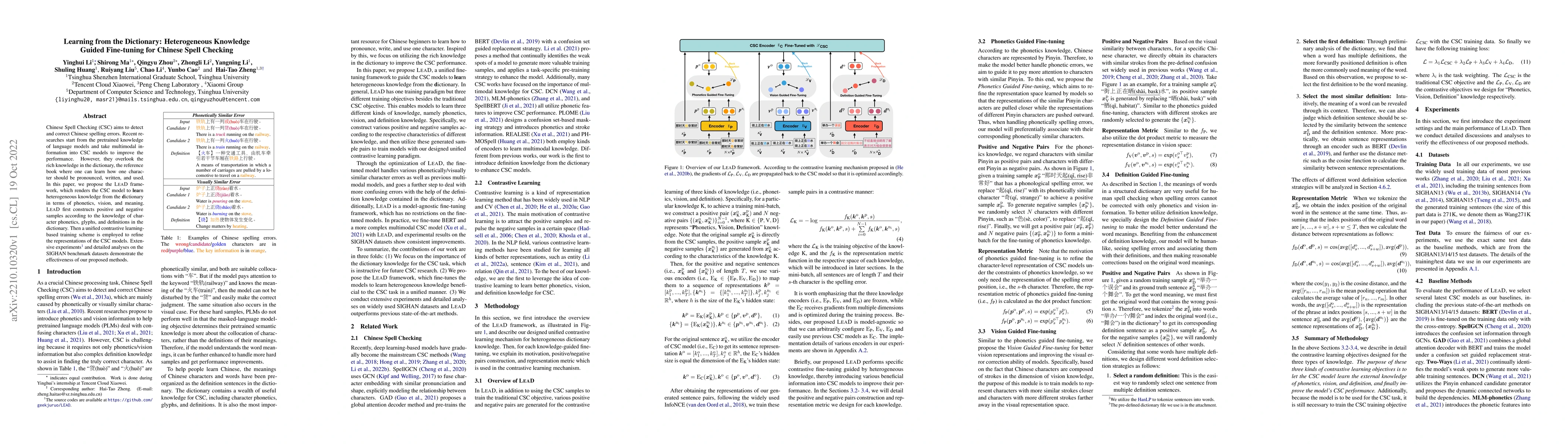 Thumbnail for Learning from the Dictionary: Heterogeneous Knowledge Guided Fine-tuning
  for Chinese Spell Checking