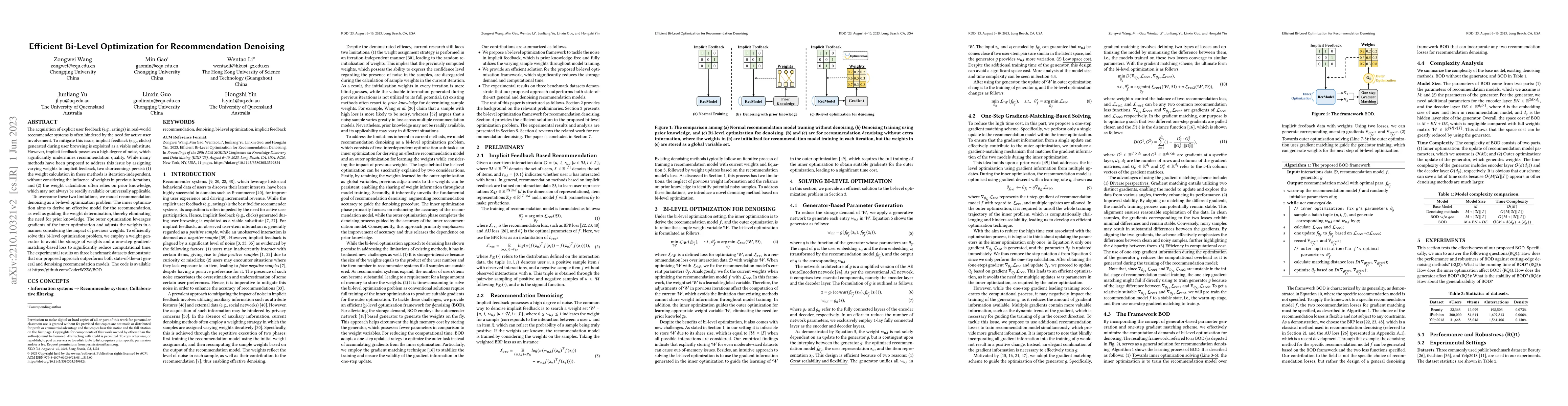 Thumbnail for Efficient Bi-Level Optimization for Recommendation Denoising