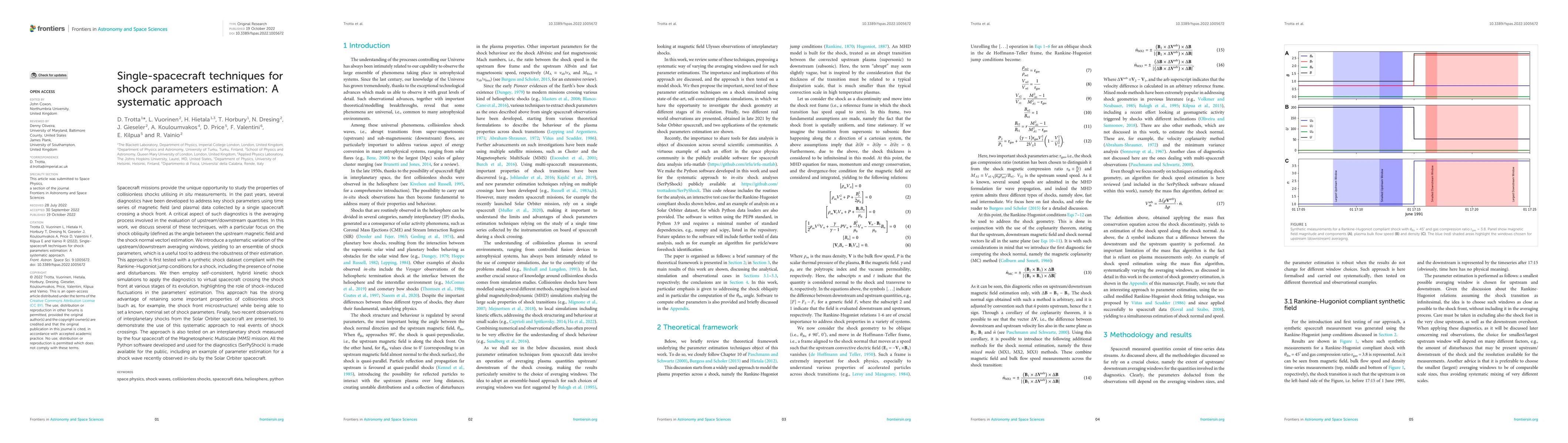 Thumbnail for Single-spacecraft techniques for shock parameters estimation: A
  systematic approach