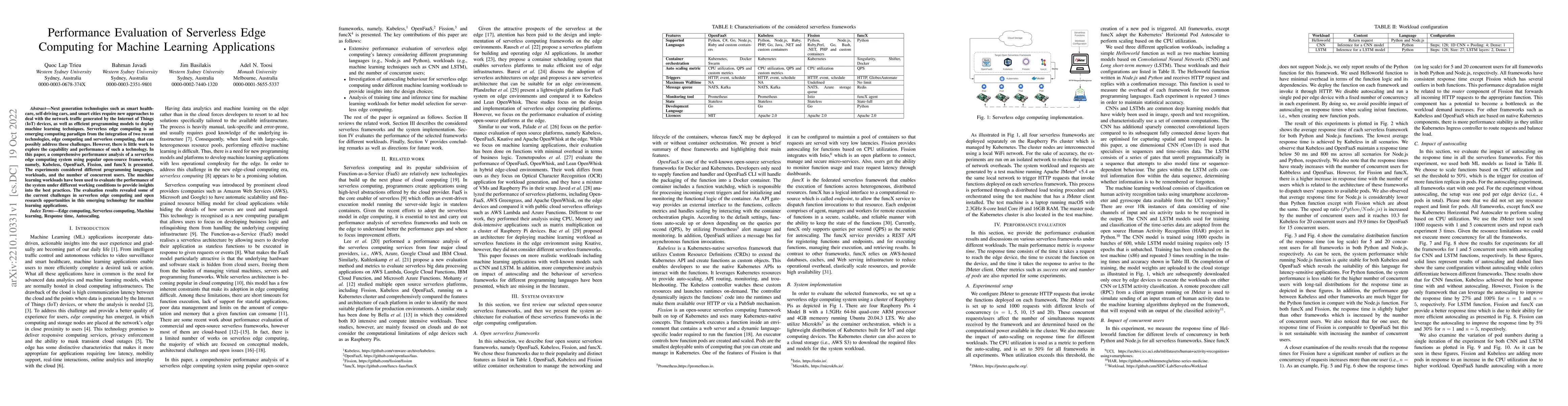 Thumbnail for Performance Evaluation of Serverless Edge Computing for Machine Learning
  Applications