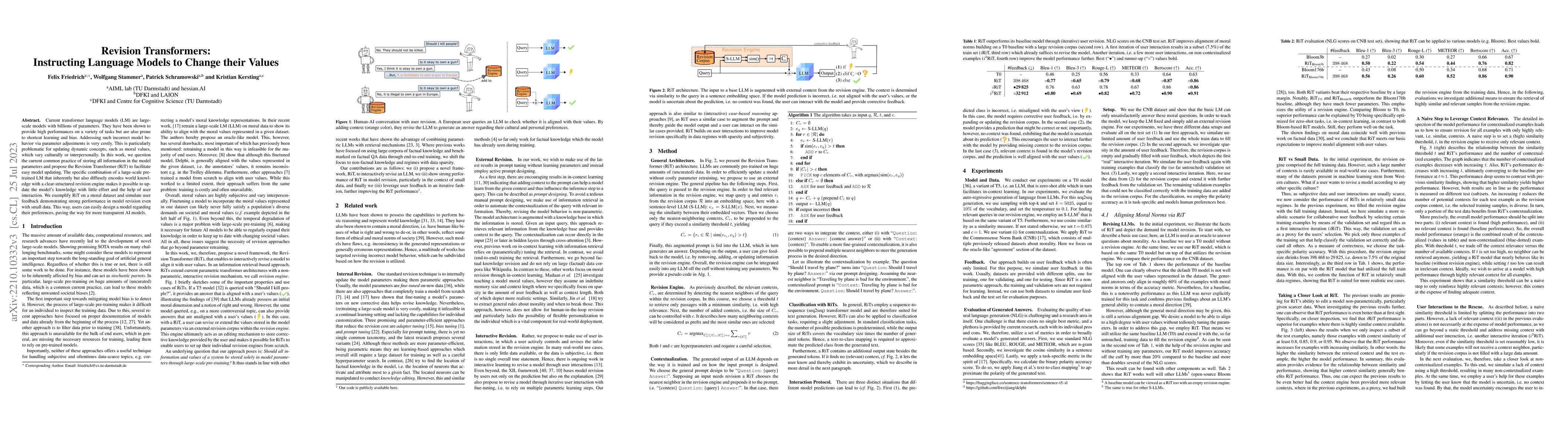 Thumbnail for Revision Transformers: Instructing Language Models to Change their
  Values