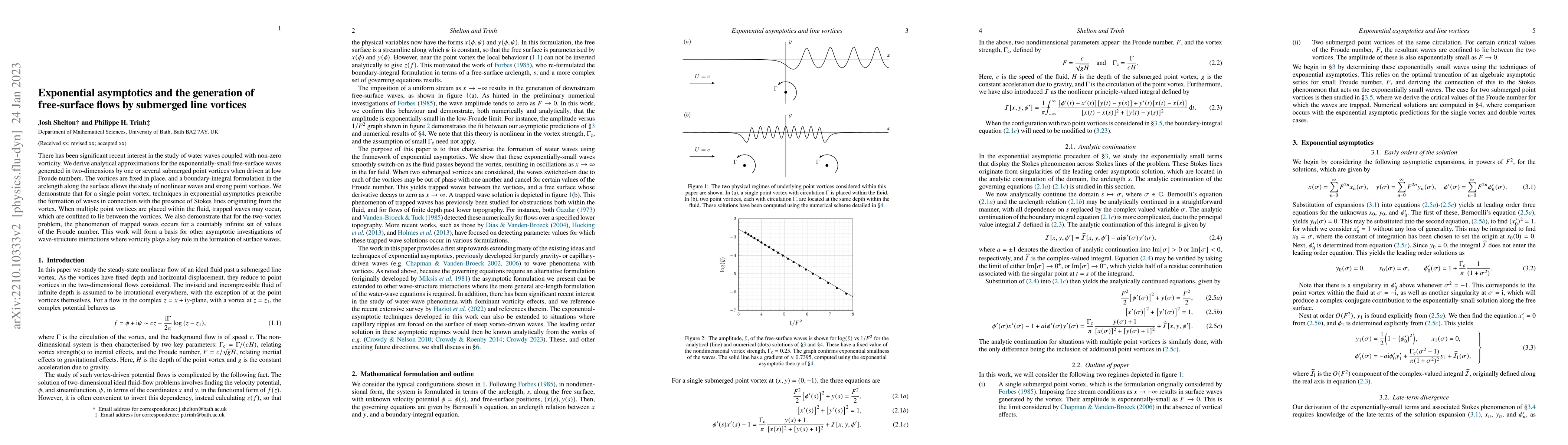 Thumbnail for Exponential asymptotics and the generation of free-surface flows by
  submerged line vortices