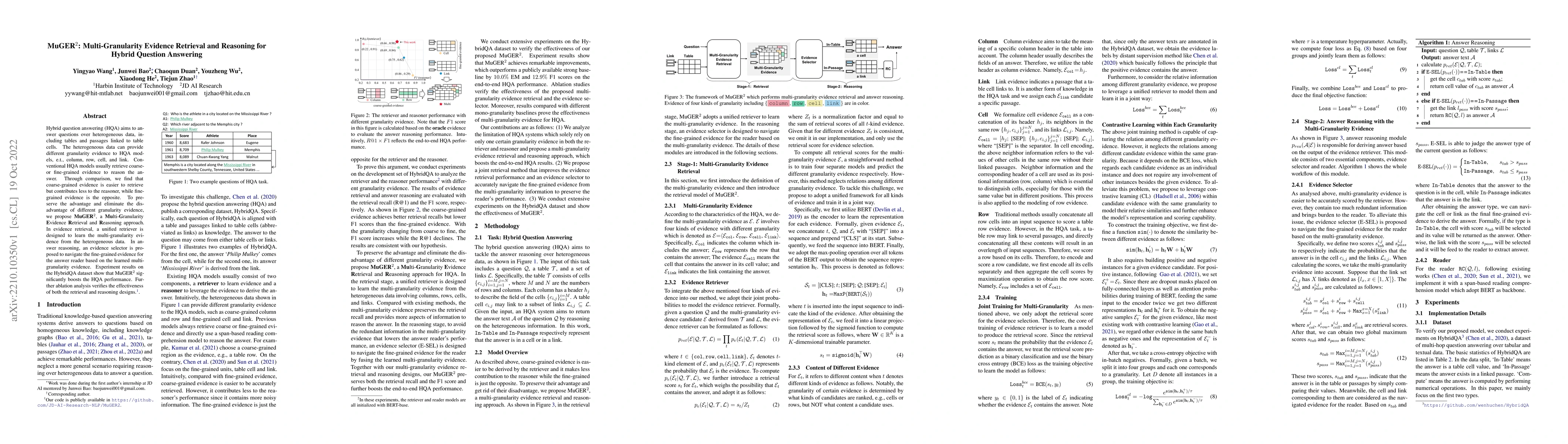 Thumbnail for MuGER$^2$: Multi-Granularity Evidence Retrieval and Reasoning for Hybrid
  Question Answering