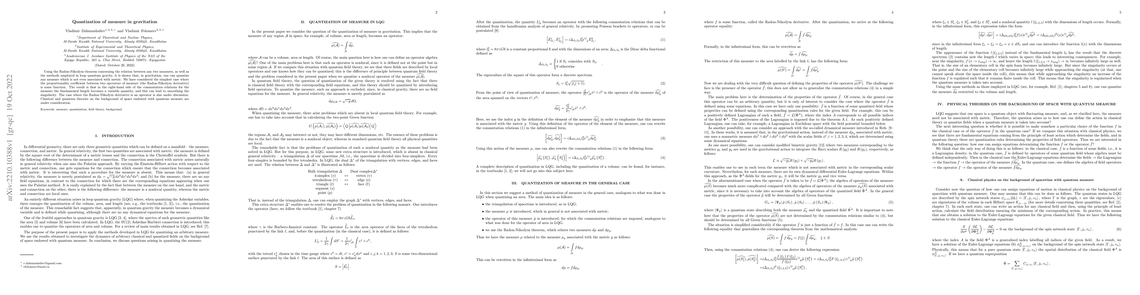 Thumbnail for Quantization of measure in gravitation