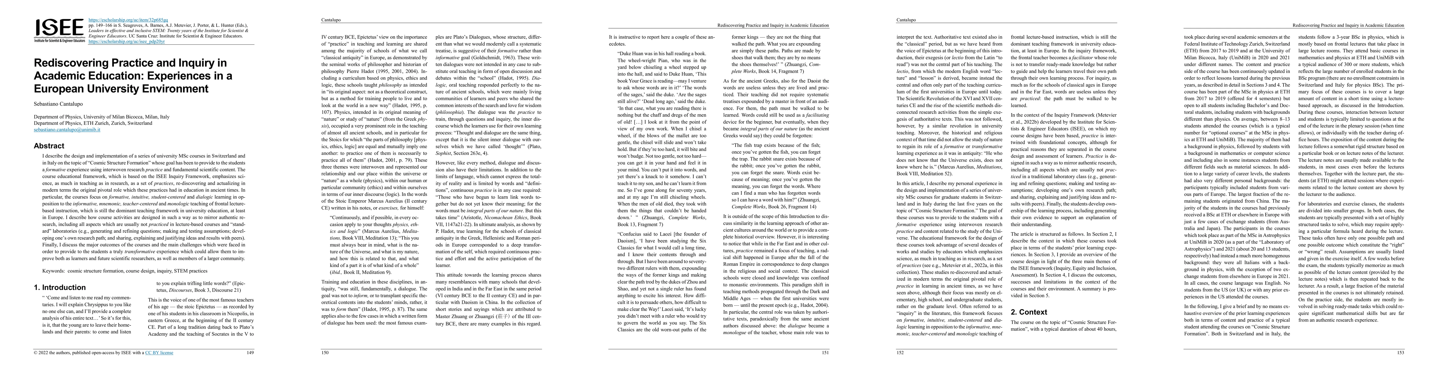 Thumbnail for Rediscovering Practice and Inquiry in Academic Education: Experiences in
  a European University Environment